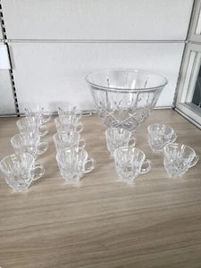 Gorham Lady Anne Crystal Punch Bowl Set Bowl + 12 Punch cups Set Original boxes - Picture 1 of 14