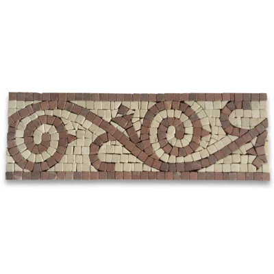 B0017T Marble Mosaic Border Bathroom Listello Tile Garden Rojo 4x12 Tumbled - Image 1 of 4