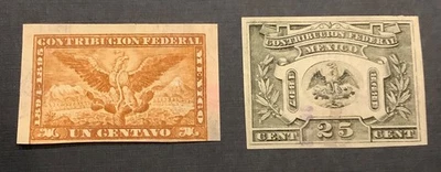 Estampillas de "contribución federal" de ingresos de México 1894-5 y 1897-8 Foto 1 de 4