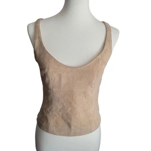 Michael Hoban Vintage Wildleder Leder Tanktop Damen 6 hellbraun kurz geschnitten North Beach - Bild 1 von 10