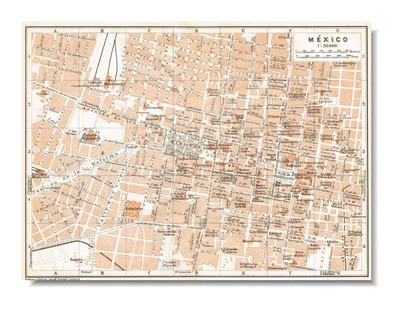 MEXICO CITY   1909  Original  Authentic Vintage Map  MEXICO Ciudad de México - Image 1 of 4