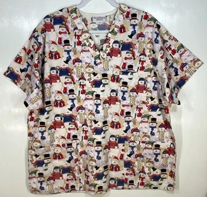 Blusa Médica de Navidad para Mujer Talla XL Vacaciones Invierno Muñeco de Nieve Muñecos de Nieve Personas de Nieve - Imagen 1 de 3