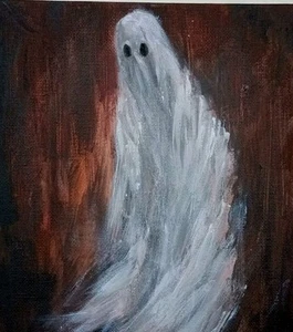 Original Ghost Painting Impressionism Thayer Art OOAK Canvas Palette Knife - Bild 1 von 5