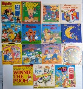 VTG 7" 45 & 33 RPM Kids Records & Book Sets Muppets Pac-Man Care Bears Smurfs Oz - Foto 1 di 1