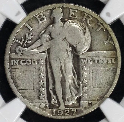 1927 S  STANDING LIBERTY QUARTER NGC VERY CHOICE  VG 8  NICE ORIGINAL SEMI KEY - Image 1 of 4