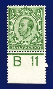 1912 SG339 1/2d hellgrün (Die-2, wmk IC) N4(2) Steuerung B11 MMH dwmc - Bild 1 von 3