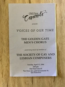 GOLDEN GATE MENS CHORUS/SOCIETY OF GAY & LESBIAN COMPOSERS program 1994 ORIG - Picture 1 of 2