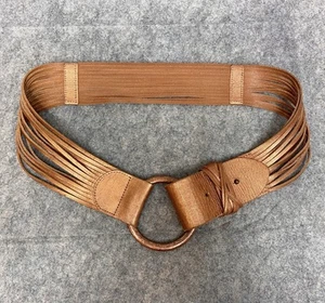 Linea Pelle Fransen Leder Gürtel GROß Breite Taille Metallring Rosegold Bronze - Bild 1 von 10