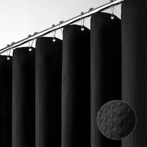 Extra Wide Shower Curtain-108 Inch Wide Waffle Weave Weighted Thick Cloth Bat... - Picture 1 of 6