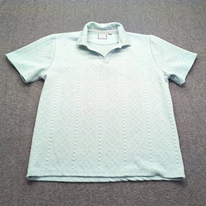 Brave Soul London Shirt Mens Extra Large Teal Polo Argyle Embossed Diamond Knit - Picture 1 of 14