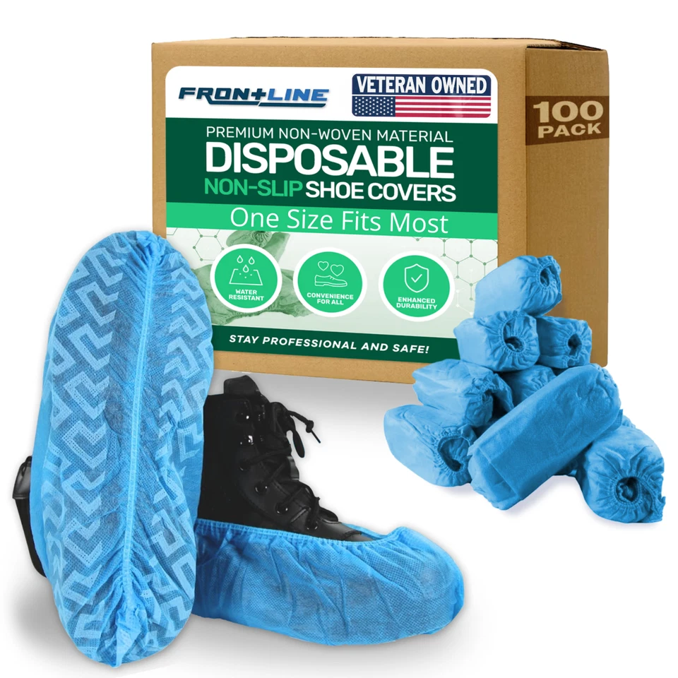 100 Pack Non-Slip Disposable Shoe Covers Premium Shoe and Boot Protector Booties - Image 1 of 4