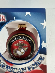 American Pride U.S. Marine Corps Military Christmas Glass Ornament - New in Box - Picture 1 of 5