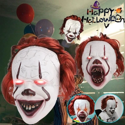 Halloween Clown Maske Pennywise Maske LED Horror Maske Karneval Cosplay Kostüm - Bild 1 von 4
