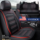 5-Sits Car Seat Cover Pu Leather Front & Rear Cushion Protector Full Set Us Ship