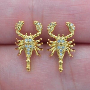2Ct Round Lab-Created Diamond Women Scorpion Stud Earring 14k Yellow Gold Plated - Picture 1 of 2