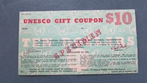 USA UNESCO GUTSCHEIN ENGLISCHES PAPIERGELD ZEHN DOLLAR EXEMPLAR 50er Jahre RAR - Bild 1 von 2