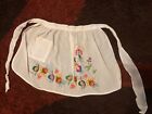 home made half apron white with colorful flower's     e
