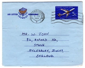 1968 Apr 8th. Aerogramme. Cape Town to Aylesbury England. - Picture 1 of 2