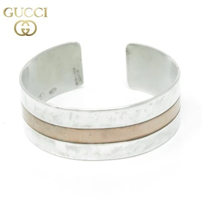 NYJEWEL Gucci Boutique 925 Silver Copper 23mm Cuff Bracelet 6.75" - Image 1 of 4
