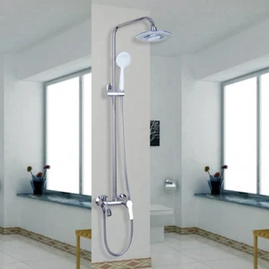 Chrome Polished 8" Rain Shower Faucet Set Tub Mixer Tap with Hand Shower Faucet - Bild 1 von 7