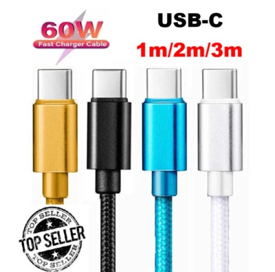 USB C zu USB C Ladekabel 1m, 2m, 3m 60W Schnellladekabel Samsung Xiaomi Huawei - Bild 1 von 4