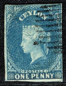 CEYLON QV Stamp Sg.2a 1d Blue (1857) VF/XF Used Perkins Bacon Cat £80+ BLBLUE42 - Picture 1 of 6