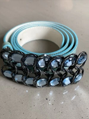 Claudio Orciani  Turquoise Leather/Crystal Belt Rare Find - Image 1 of 4