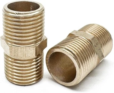 (2) Brass Pipe Fitting, 1/2" x 1/2" G Male Thread Pipe, Faucet Extension Adapter - Image 1 of 3