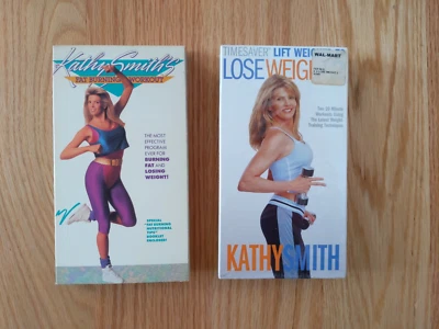 2 VHS tape Kathy Smith's Fat Burning workout  &  Lift Weight Lose Weight sealed Foto 1 de 4