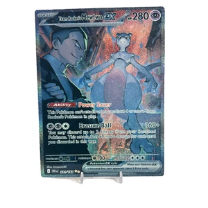 Team Rocket's Mewtwo EX SIR - Destined Rivals | Jumbo Metal 6" x 8" Card Gift - Picture 1 of 3