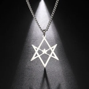 Collares vintage de acero inoxidable para hombre y mujer Thelema símbolo de hexagrama unicursal - Imagen 1 de 15