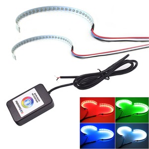 2X LED Demon Eye Halo Ring Car Headlight Projector Lens Bluetooth Remote Control