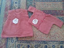 Conjunto algodón bebé torera y vestido rosa palo. 0-3 meses. Hecho a mano