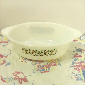 RARE Pattern Fire King Fruit Tree 10" Milk Glass 1.5 Qt Casserole 467 NO LID - Picture 1 of 6