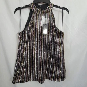 NEW Cable & Gauge M Halter Sleeveless dressy Sequined sparkly metallic NWT $44 - Picture 1 of 9