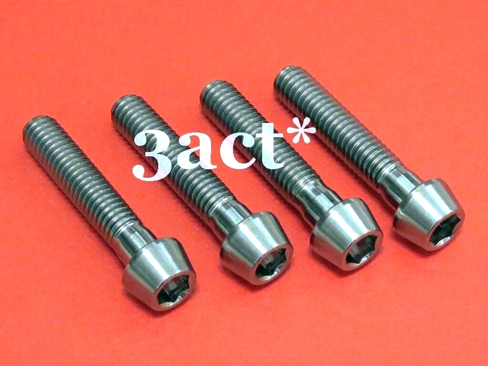 4 pcs M6 x 30mm Taper Head Titanium/Ti Bolt Fit Disc Brake Caliper, Headset Cap - Image 1 of 1