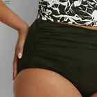 Laurn Ralph Lauren Women's Olive Shirred High-Waisted Bikini Bottom Size 20W