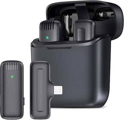 Wireless Lavalier Mikrofon Ansteckmikrofon mit Ladekoffer für iPhone iPad - Bild 1 von 4