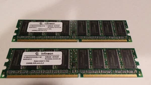 512MB 2x256MB Infineon DDR400 CL3 RAM HYS64D32300HU-5-B PC3200U-30330-A0 168 NEW - Picture 1 of 2