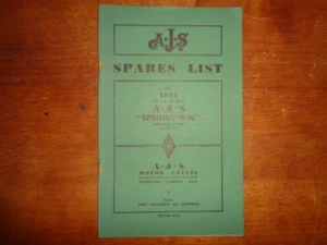 1951 A.J.S 500cc OHV Springtwin Vertical Twin Model 20 Spares List - Bild 1 von 3