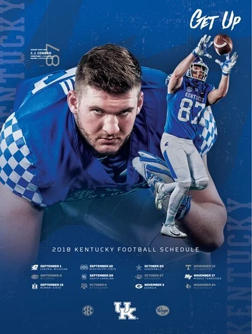 2018 KY University of Kentucky Wildcats Football Schedule/Poster C J Conrad Cover