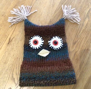 Adult Owl Hat With Tassels Big Eyes Hand & Loom Made - Picture 1 of 1