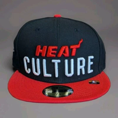 New Era NBA Miami Heat Mens Black/Red NBA 2023/24 City Edition 9FIFTY Size 7 1/8 - Image 1 of 4