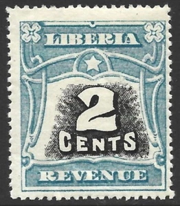 Liberia 1906 Revenue 2c Blue & Black #1 F/VF-NH - Picture 1 of 2