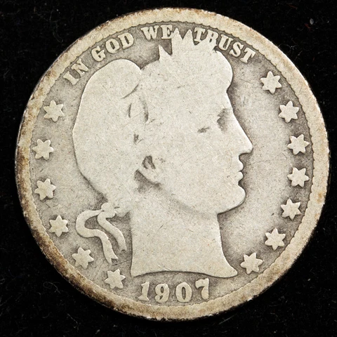 1907 D Silver Barber Quarter 25C Item#J9611 Cover