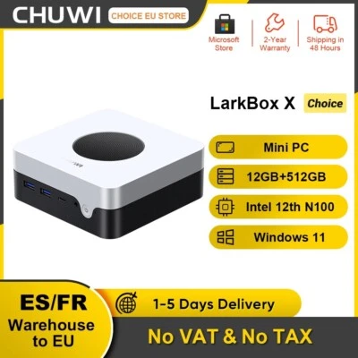 CHUWI LarkBox X Mini PC Intel N100 12GB 512GB SSD Win11 WiFi6 HDMI 4K 60Hz - Imagen 1 de 4