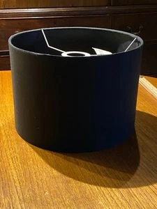 VINTAGE MED SIZE BLACK MODERN DRUM LAMPSHADE 10 3/4" WIDE X 8" TALL - Picture 1 of 8