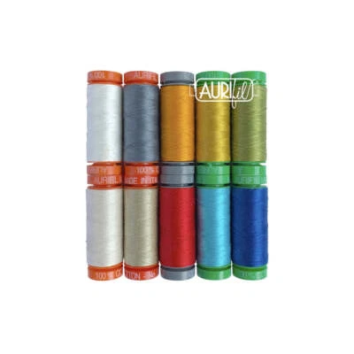 Aurifil Thread 10 SMALL SPOOLS COTTON From Collage to Quilt 2x28wt 4x40wt 4x50wt - Image 1 of 2