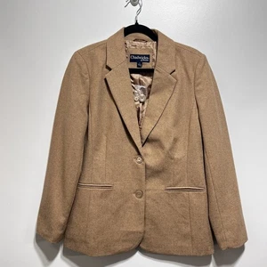 Blazer donna Chadwicks Of Boston misto lana 2 bottoni in cammello taglia 10 nuovo con etichette - Foto 1 di 5