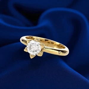 18k Yellow Gold IGI GIA Lab Grown 1.18 Ct Round size 6 Diamond Engagement Ring - Picture 1 of 15